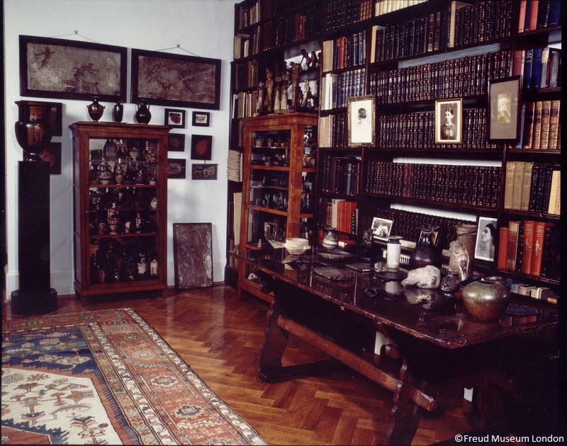 knihovna, dům Sigmunda Freuda, Londýn, Anglie